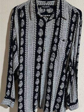 Vintage Emilio Zapparelli by Brooksfield Black/cream Printed Button-Down Shirt